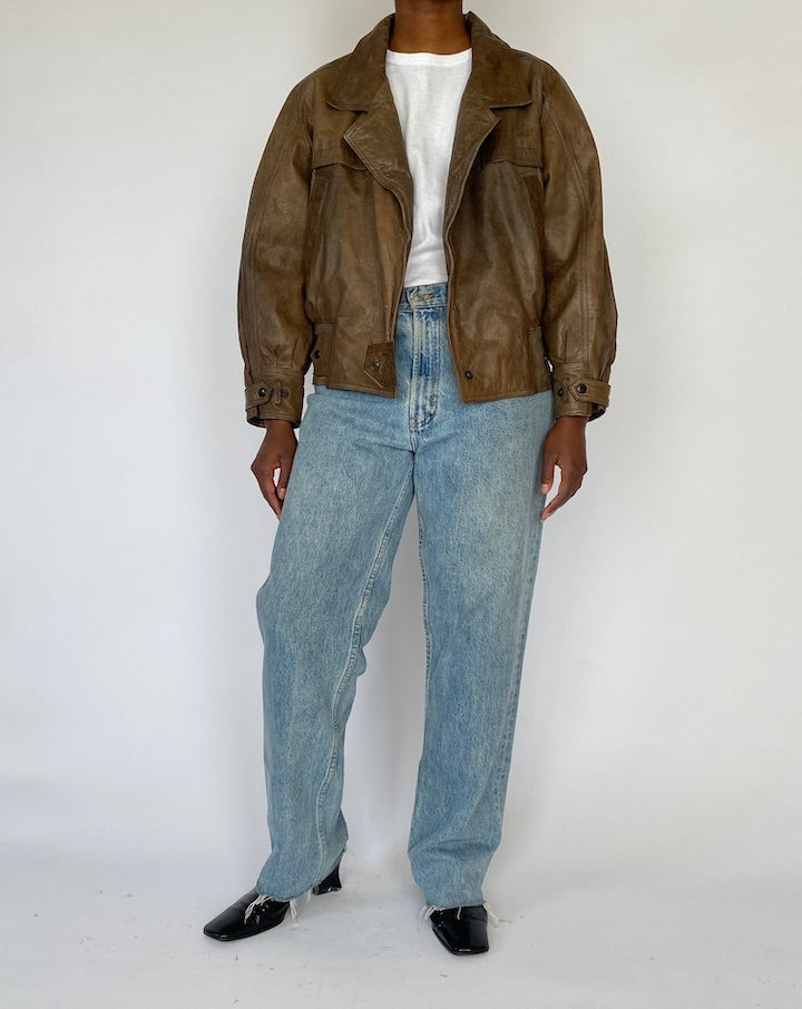 Vintage Brown Leather Jacket 5177