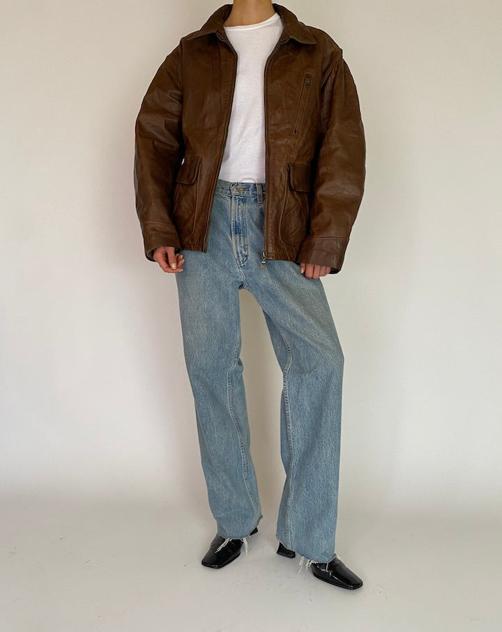 Vintage Brown Leather Jacket 5201