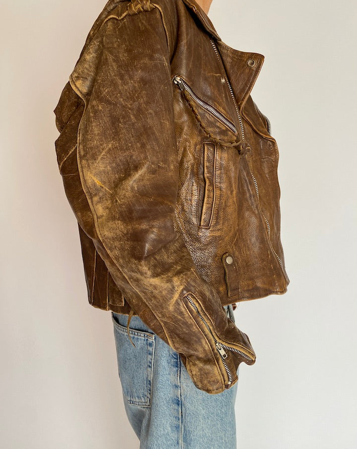 VINTAGE BROWN LEATHER JACKET 5205