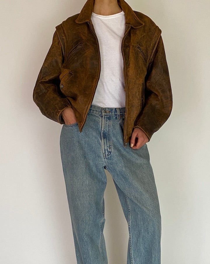 VINTAGE BROWN LEATHER JACKET 5207