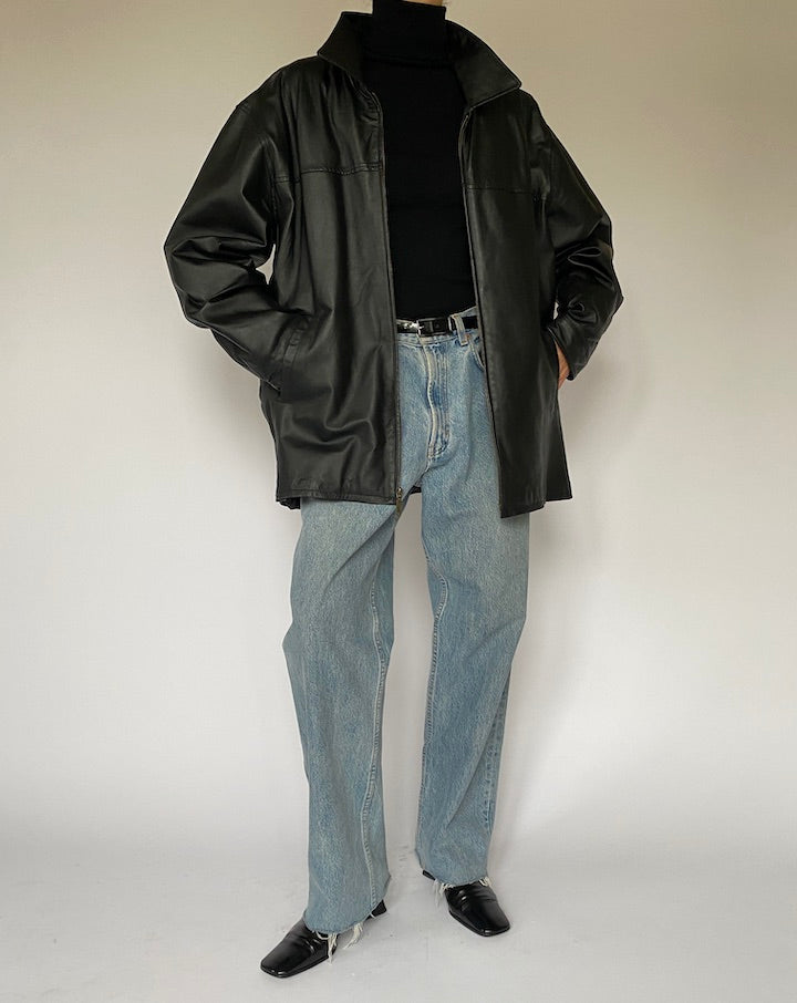Vintage Black Leather Jacket 5216