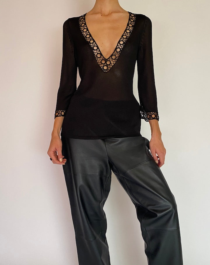 Vintage Black Knit Top 5232