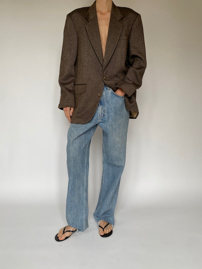 Vintage brown Oscar de la Renta wool blazer 5242