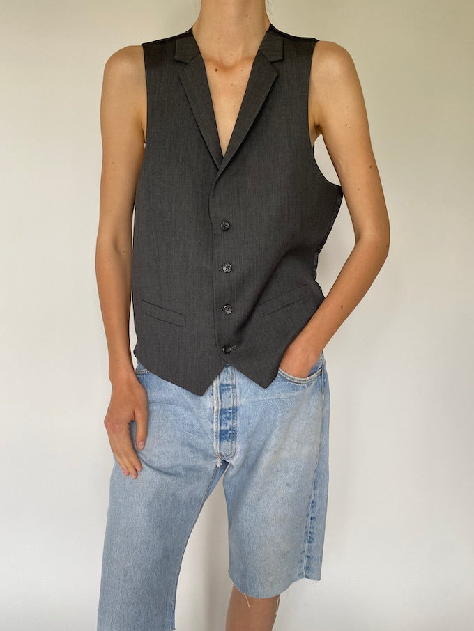 Vintage grey wool vest 5259