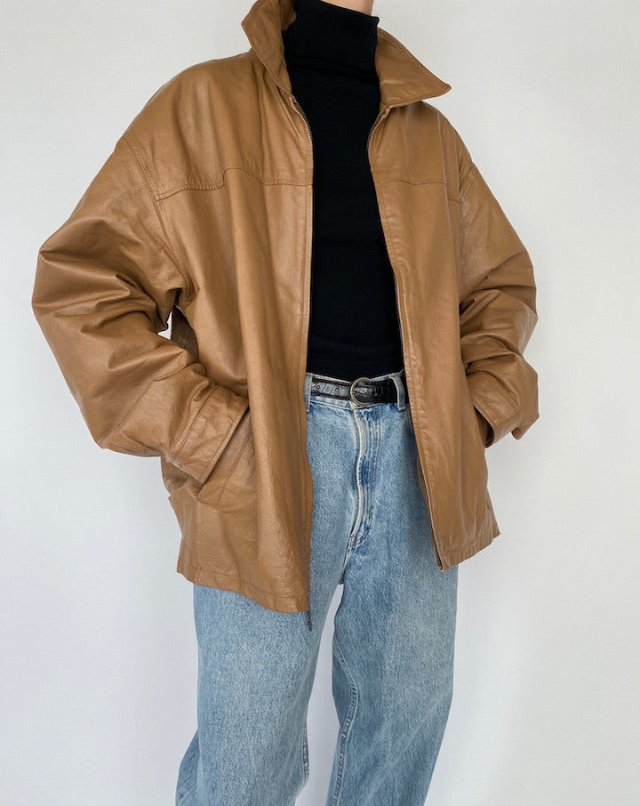 Vintage Brown Leather Jacket 5287