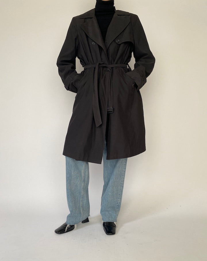 Vintage Black Trench Coat 5289