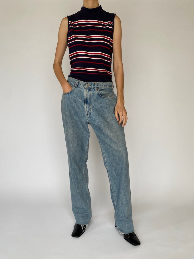 Vintage navy blue striped tank 5338