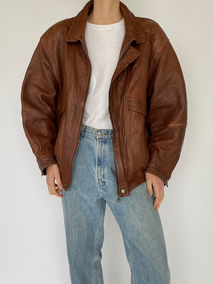 Vintage brown leather jacket 5363