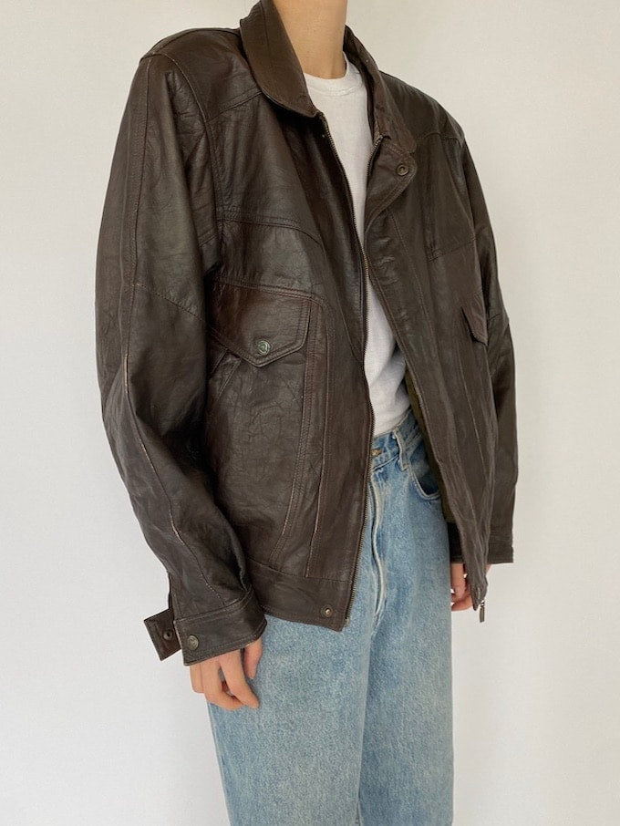 Vintage leather jacket in brown 5373