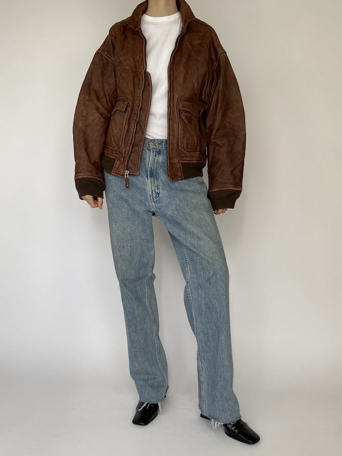 Vintage oversized leather jacket in brown 5420
