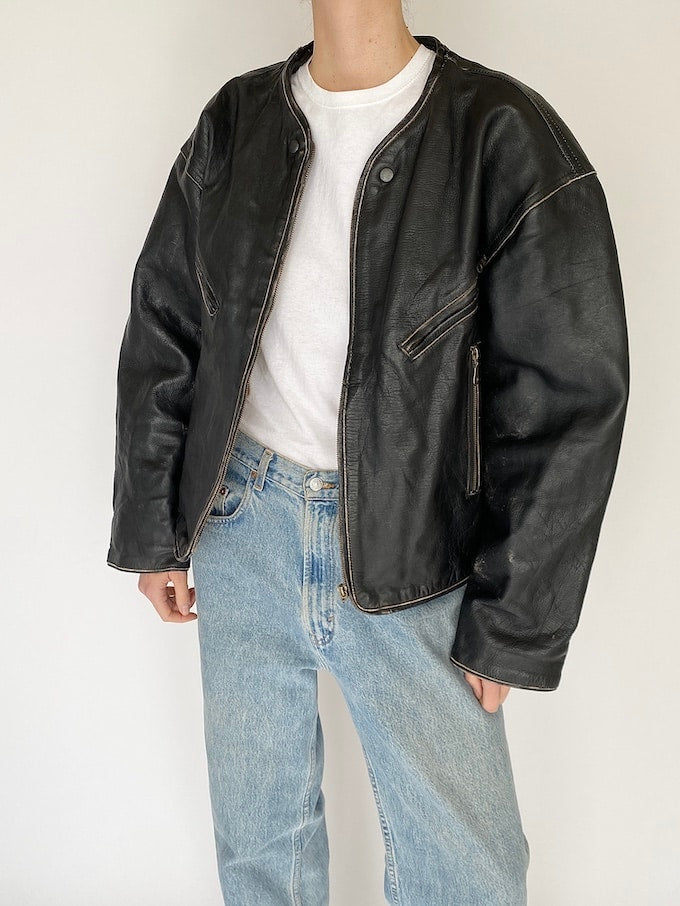 Vintage leather jacket in black 5462