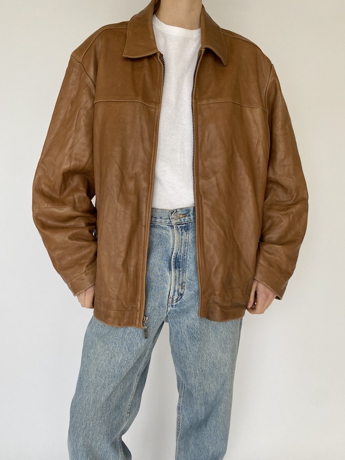 Vintage leather jacket in honey brown 5484