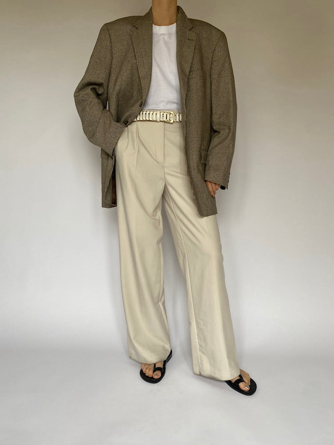 Vintage houndstooth blazer in beige 5492