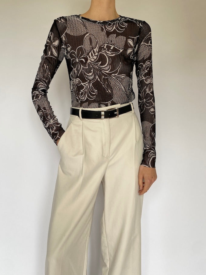 Vintage sheer long-sleeve top 5530