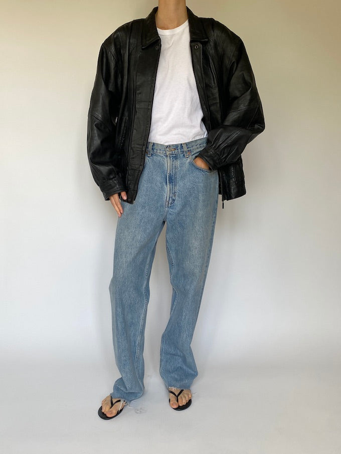 Vintage black leather jacket 5563