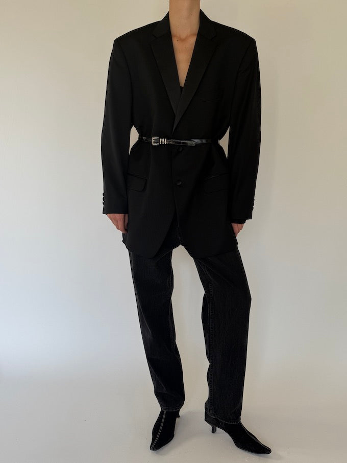 Vintage Oversized Wool Blazer In Black 5568