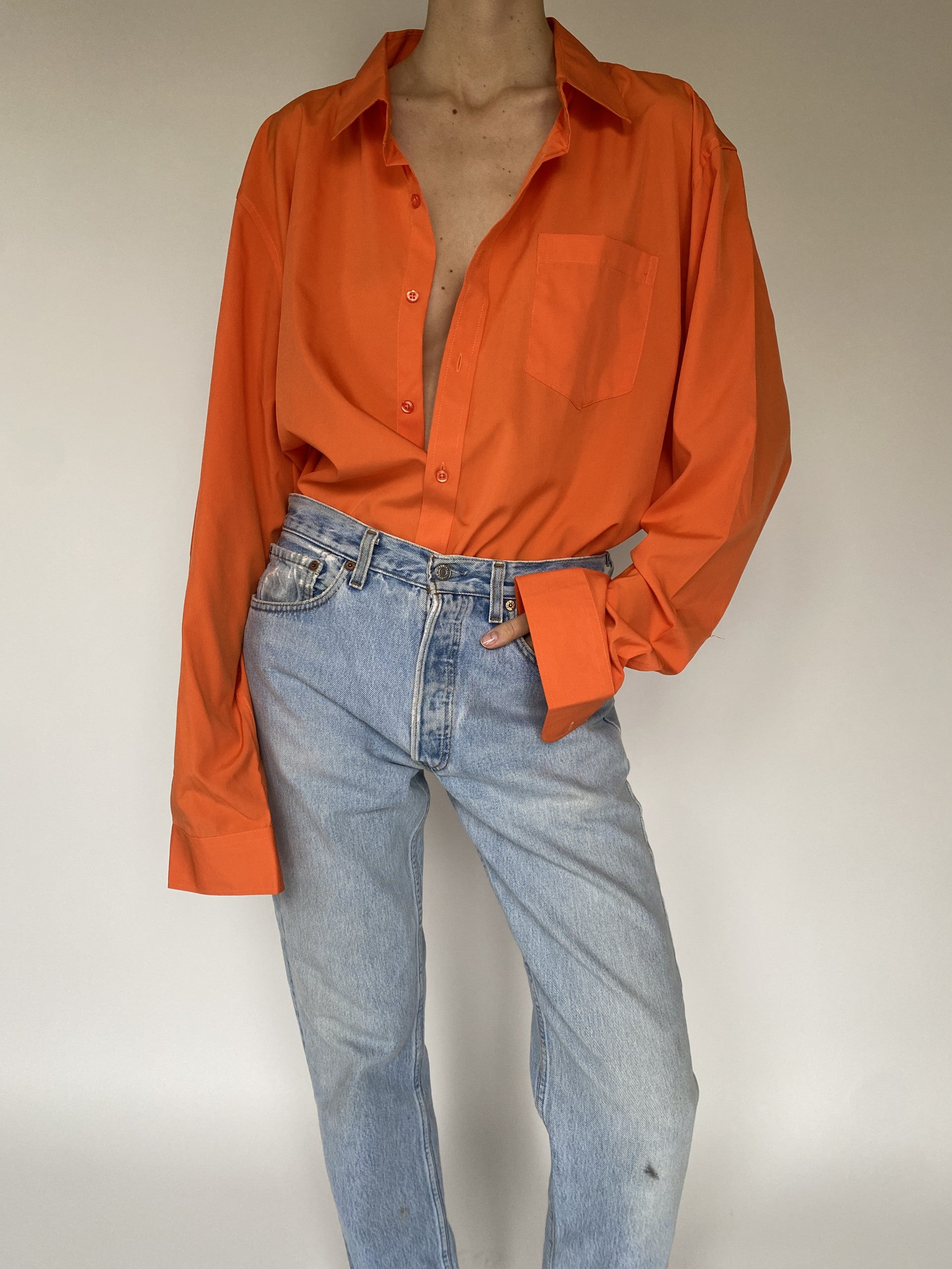 Vintage oversized shirt in orange 5584