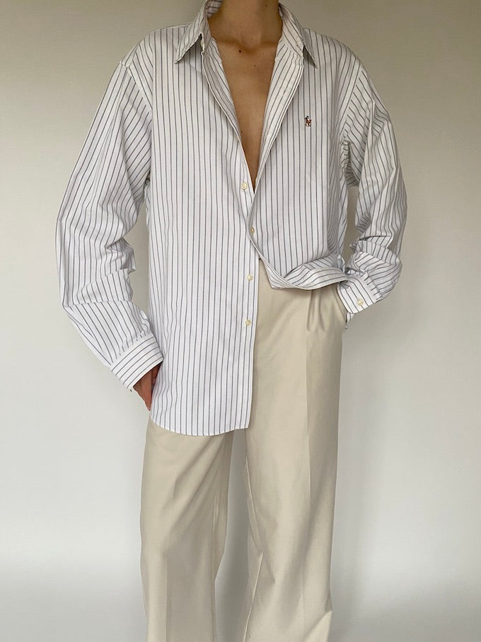 Vintage Ralph Lauren shirt in white and pinstripe 5642