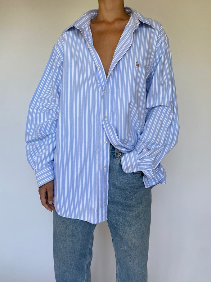 Vintage Oversized Pinstriped Ralph Lauren Shirt 5657