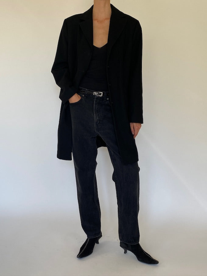 Vintage wool-blended coat in black 5712