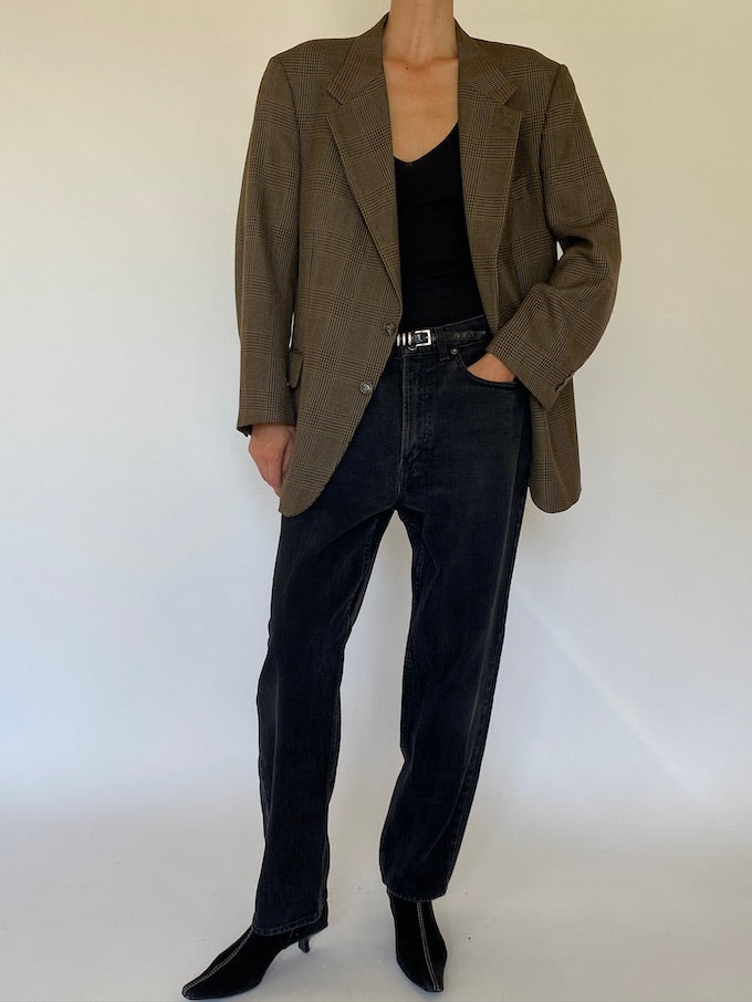 Vintage checked blazer in brown 5732