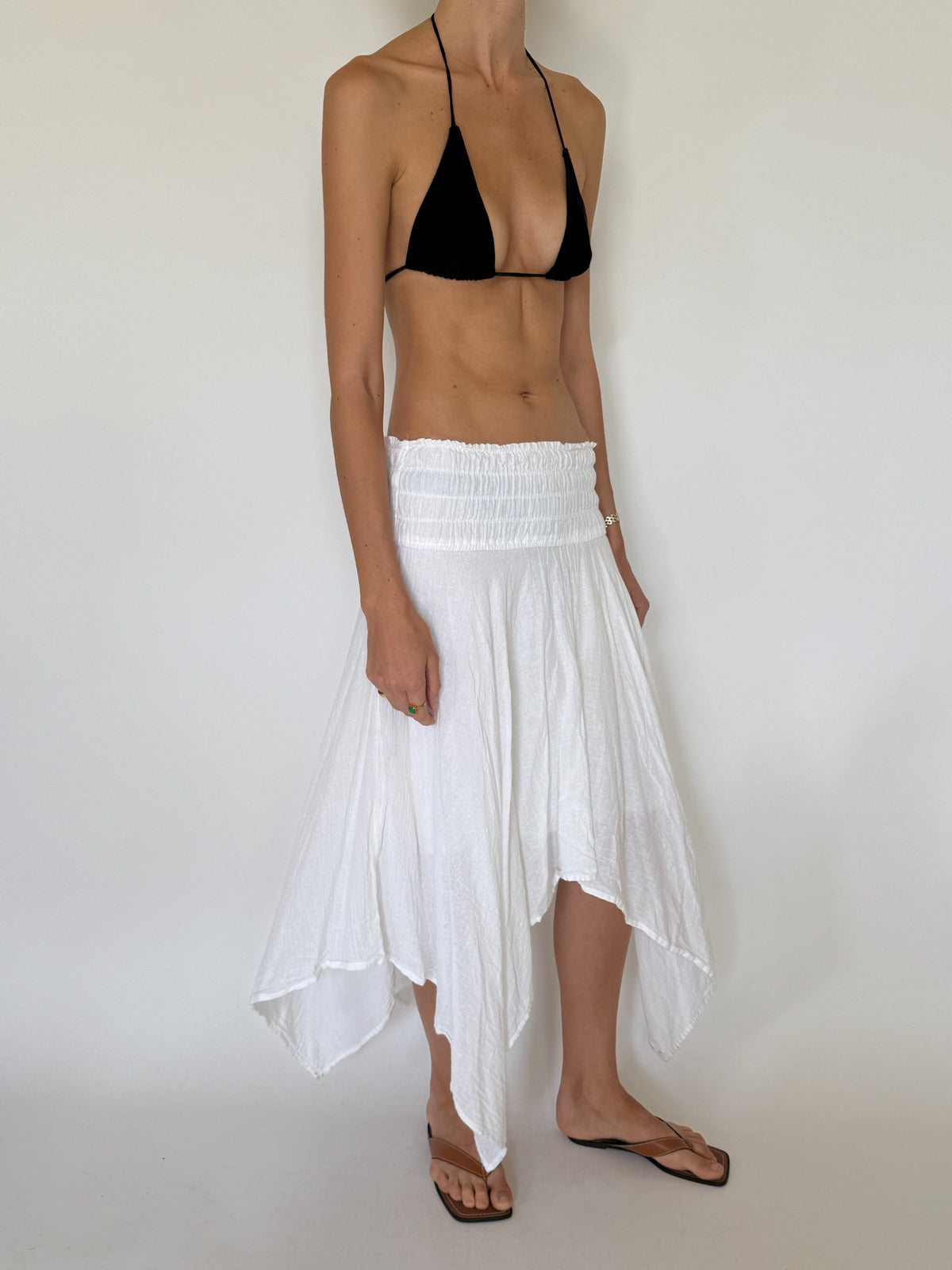 White asymmetrical skirt product photograph