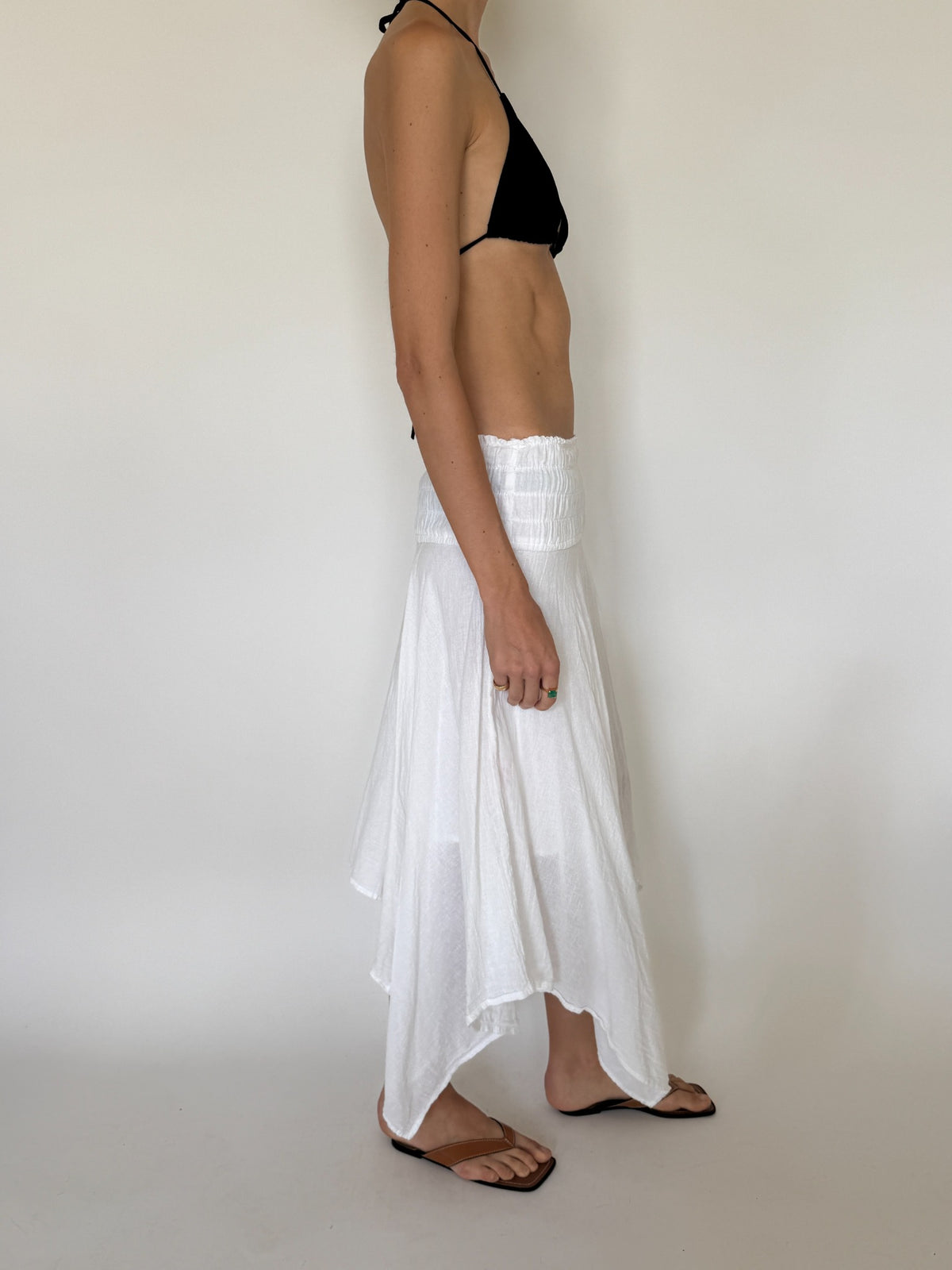 White asymmetrical skirt product photograph