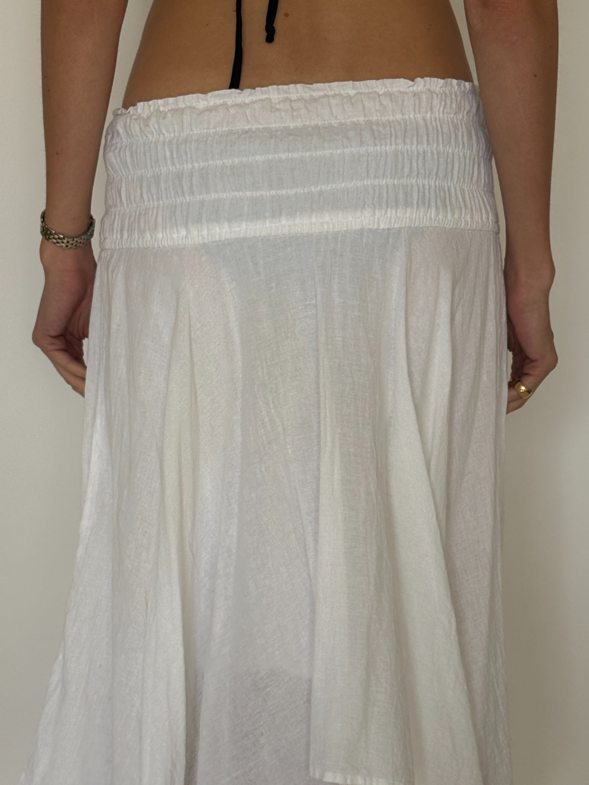 White asymmetrical skirt product photograph