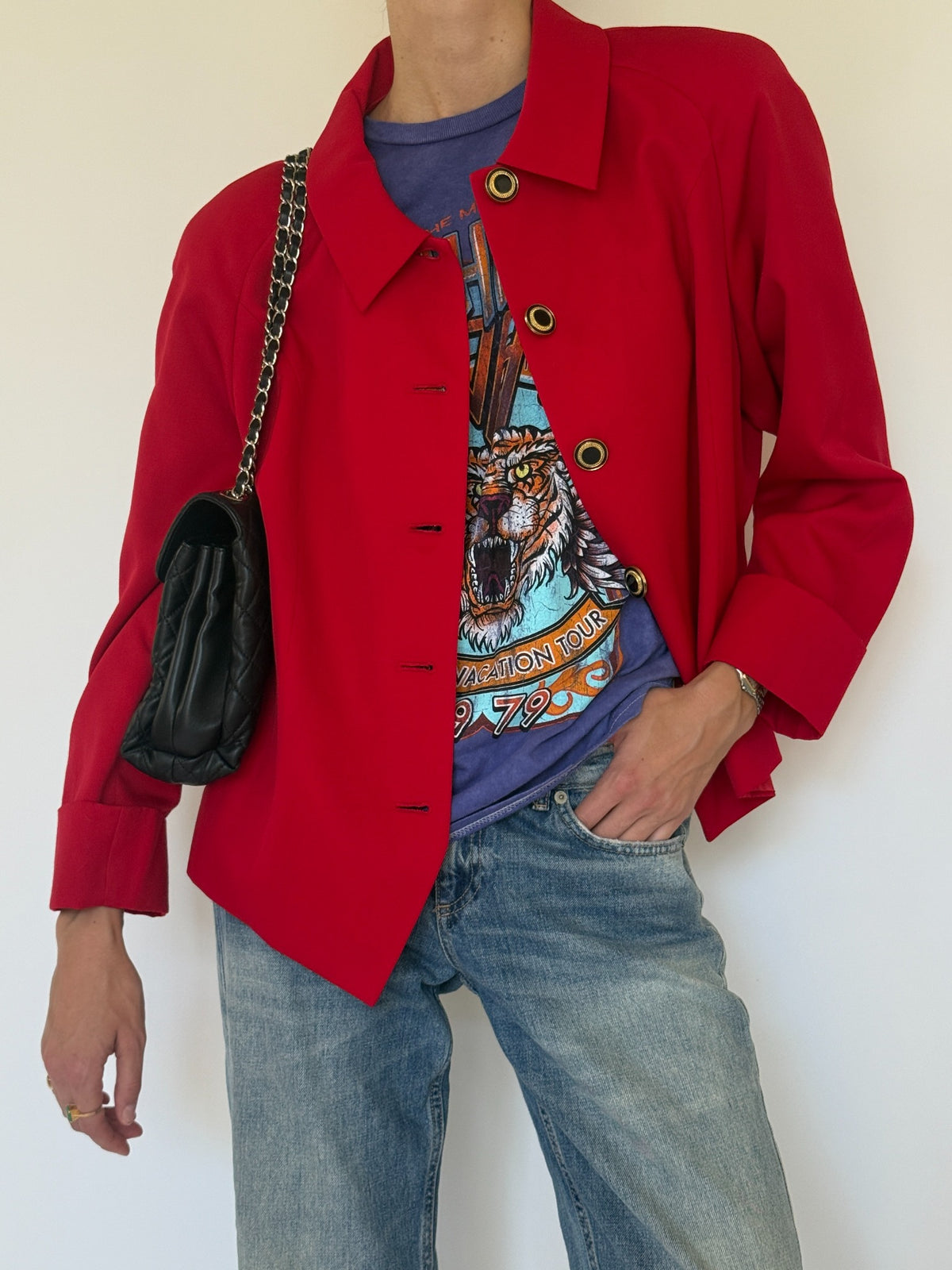 Vintage red gold-button jacket, photo 1