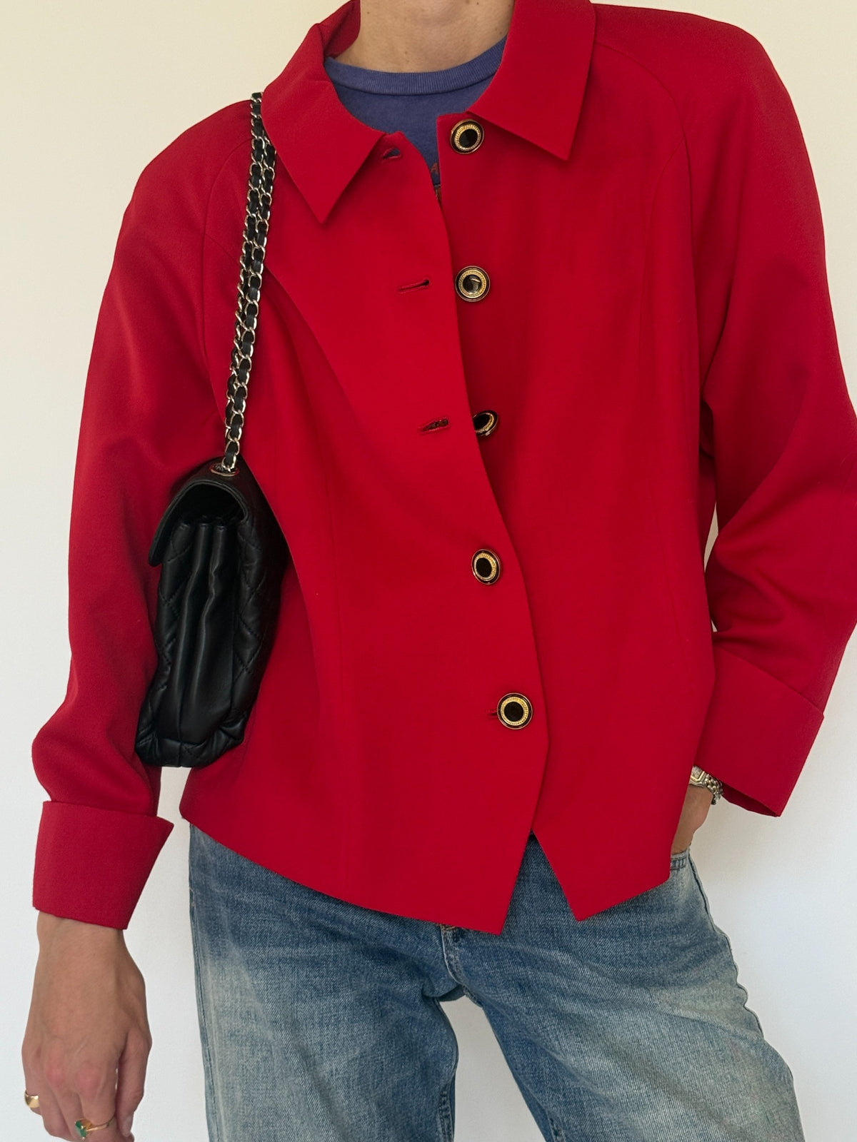 Vintage red gold-button jacket, photo 2