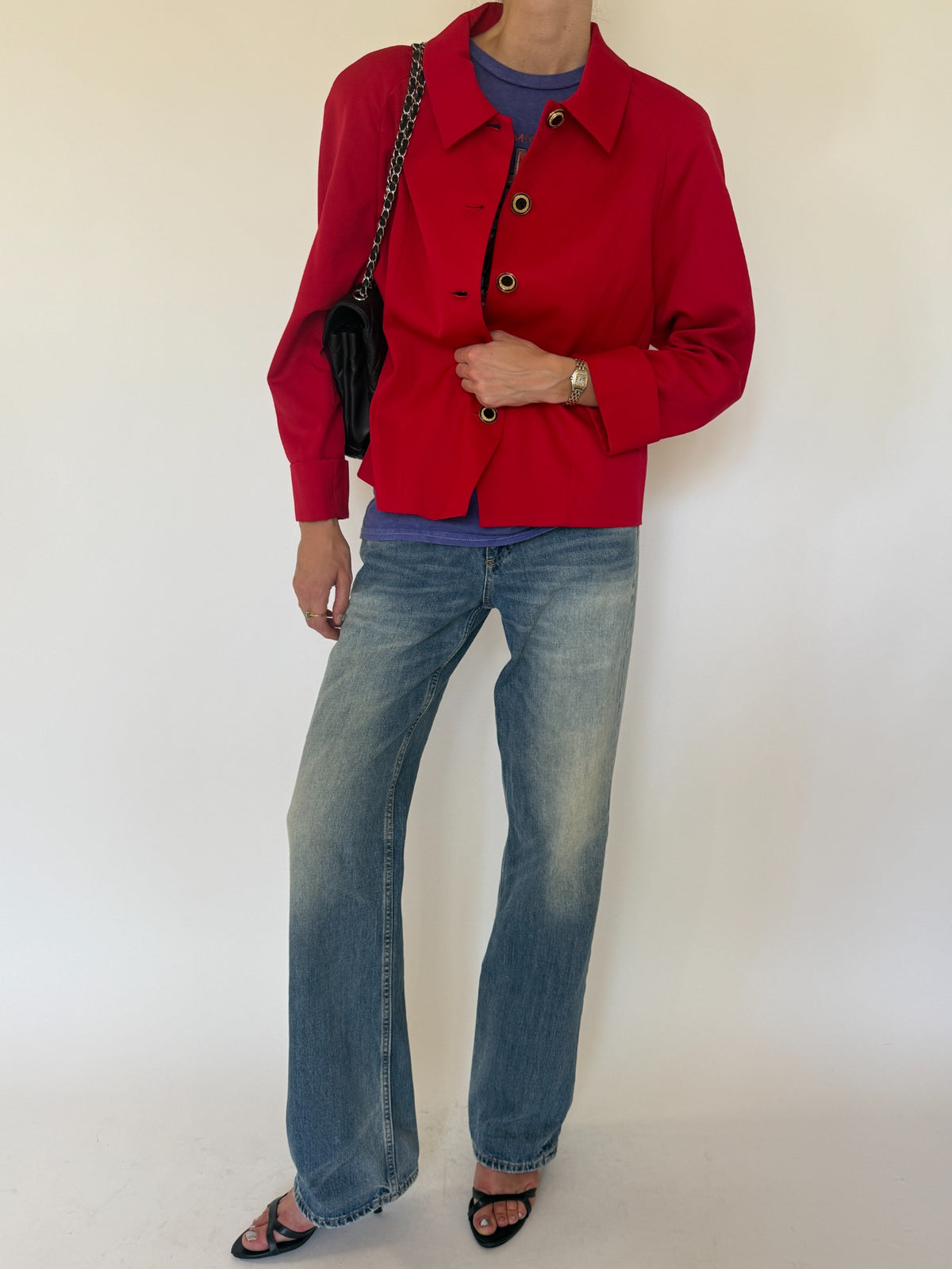 Vintage red gold-button jacket, photo 7
