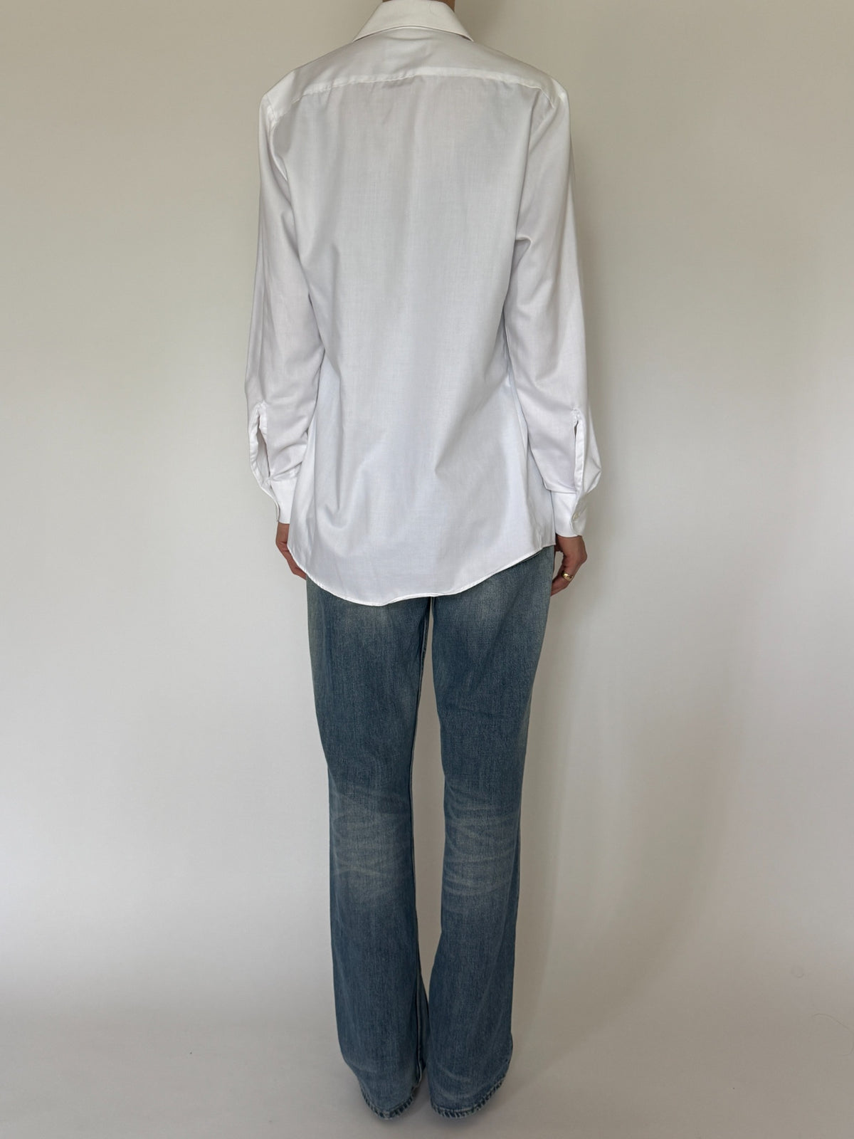 Vintage white button-up shirt back view