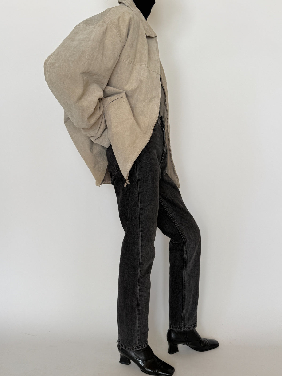 Vintage stone suede leather jacket
