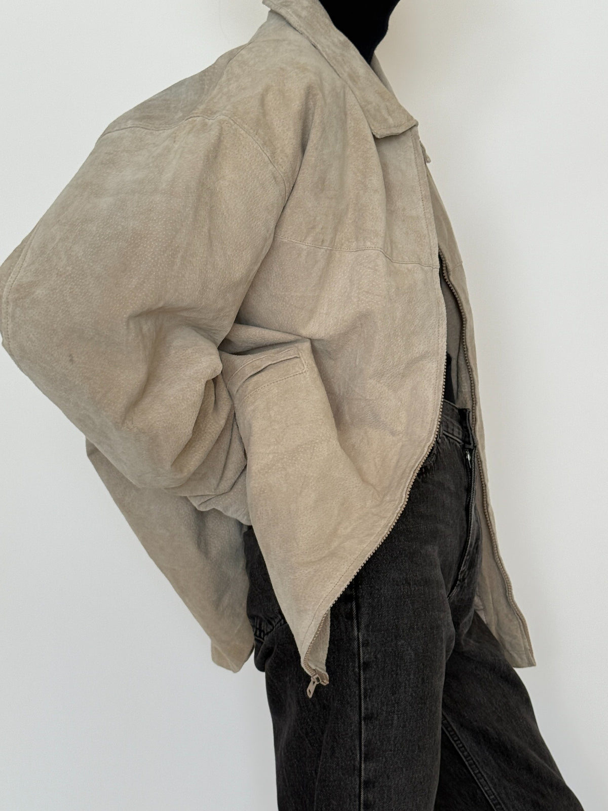Vintage stone suede leather jacket