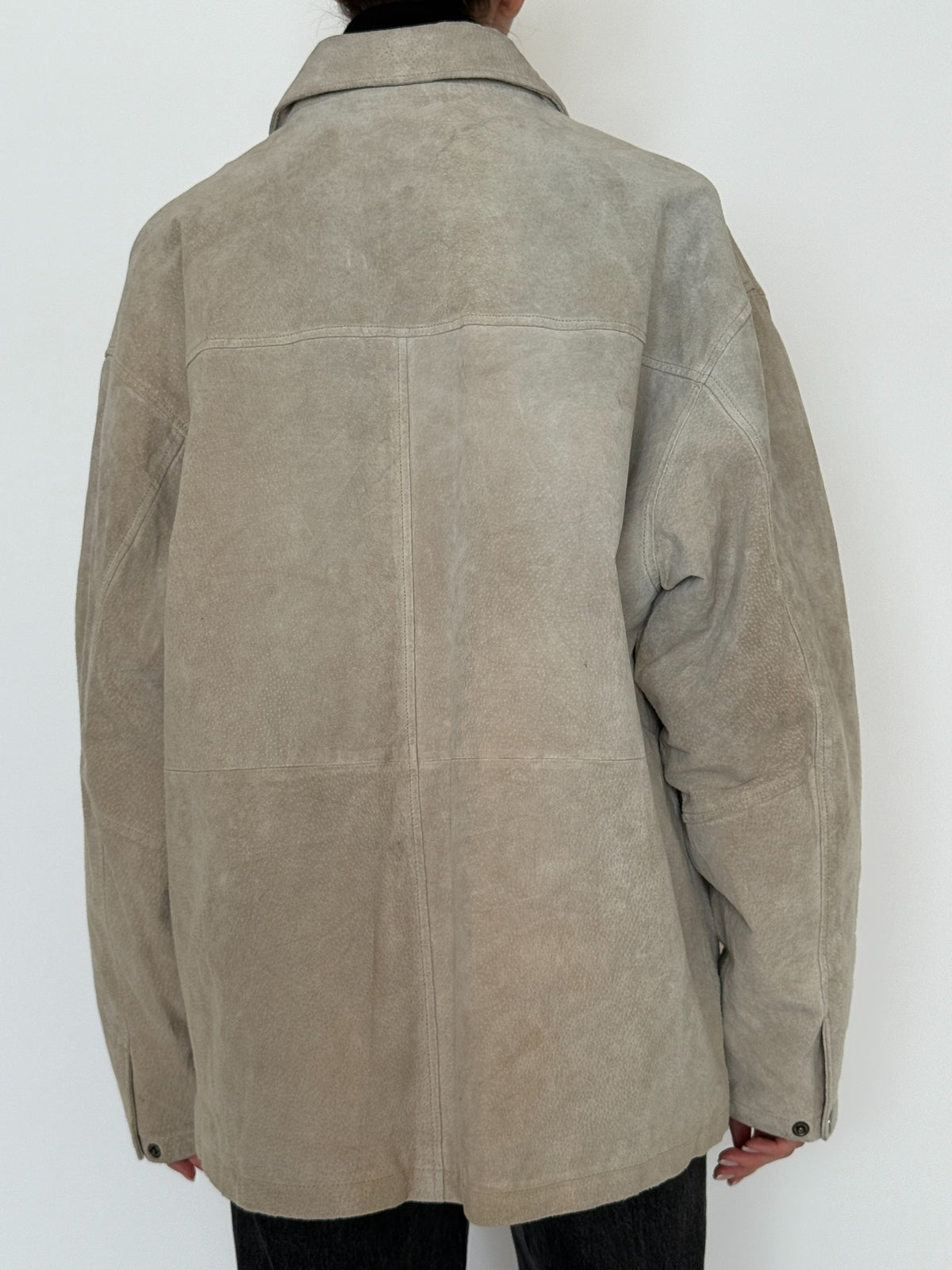 Vintage stone suede leather jacket