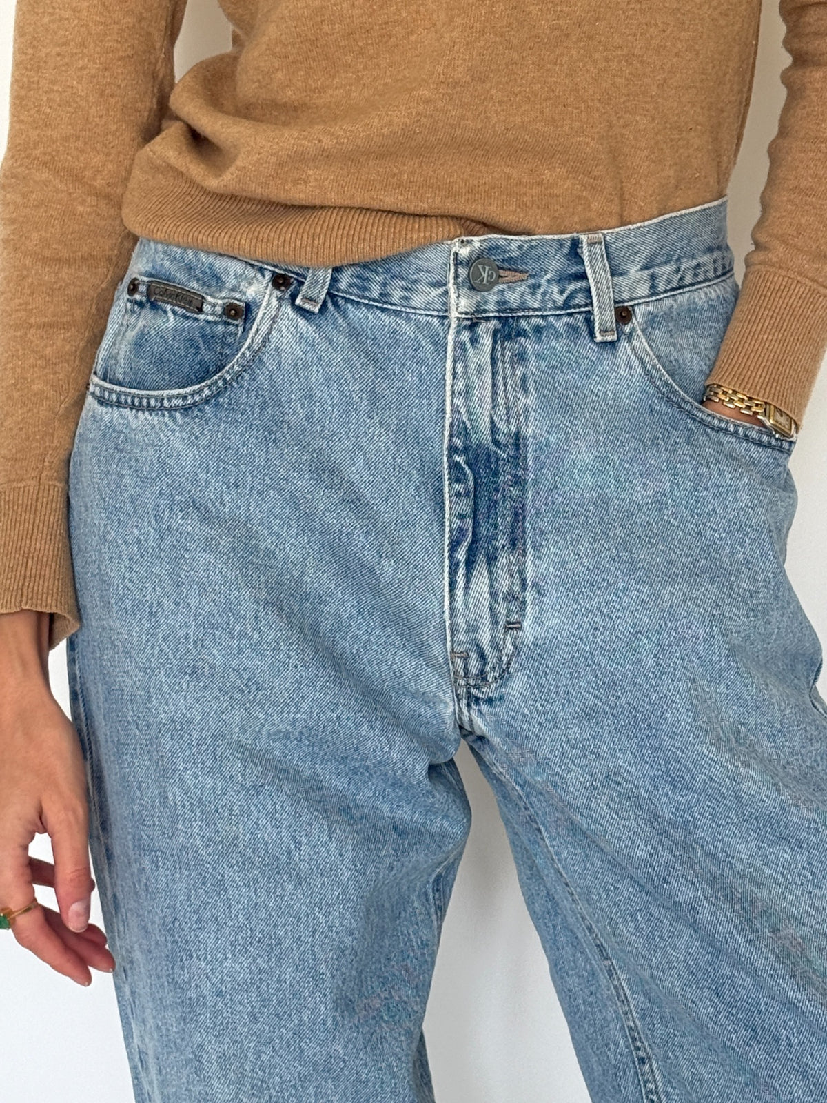 Vintage Calvin Klein light wash jeans, view 3