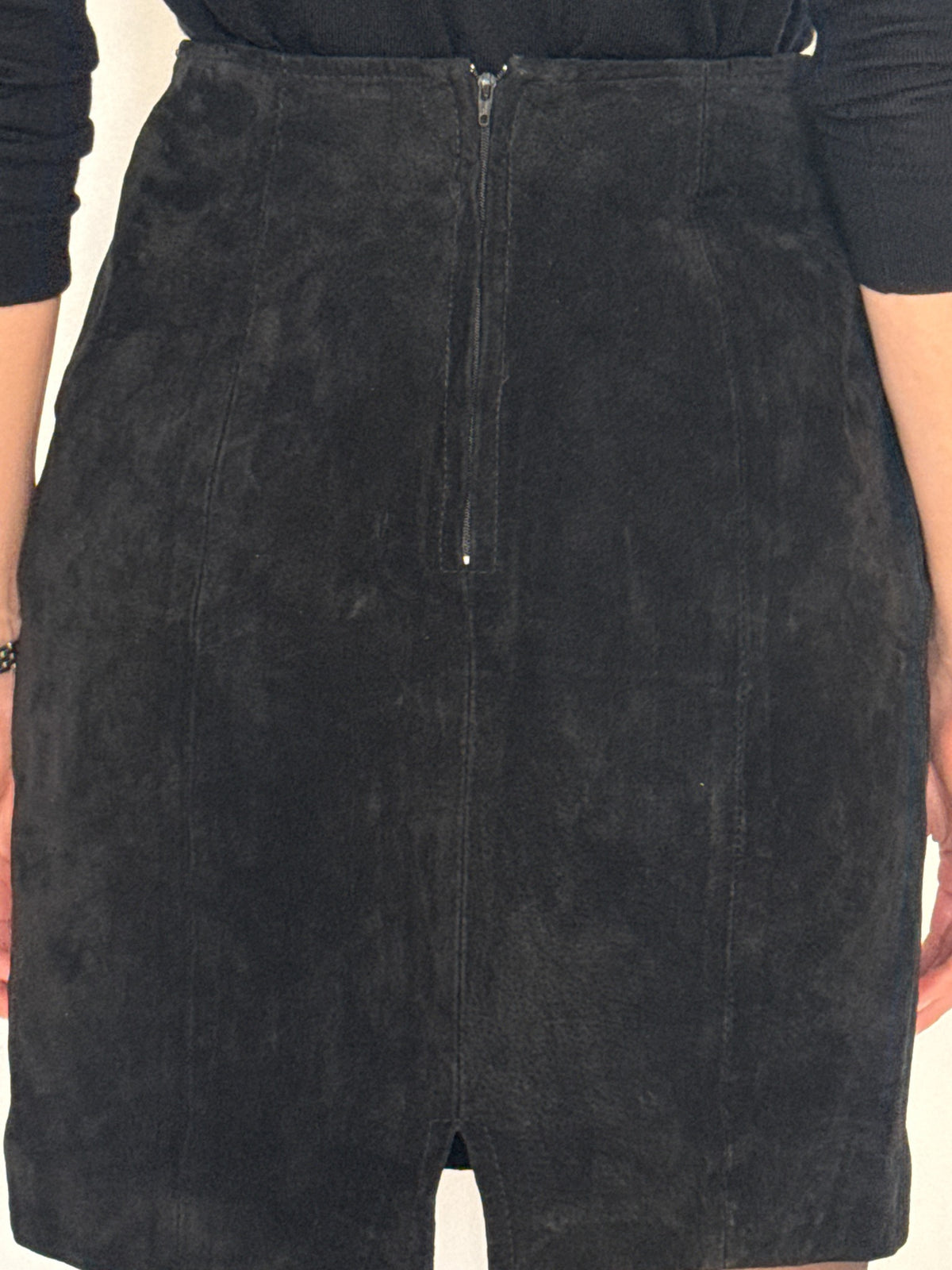 Vintage black suede skirt view 4