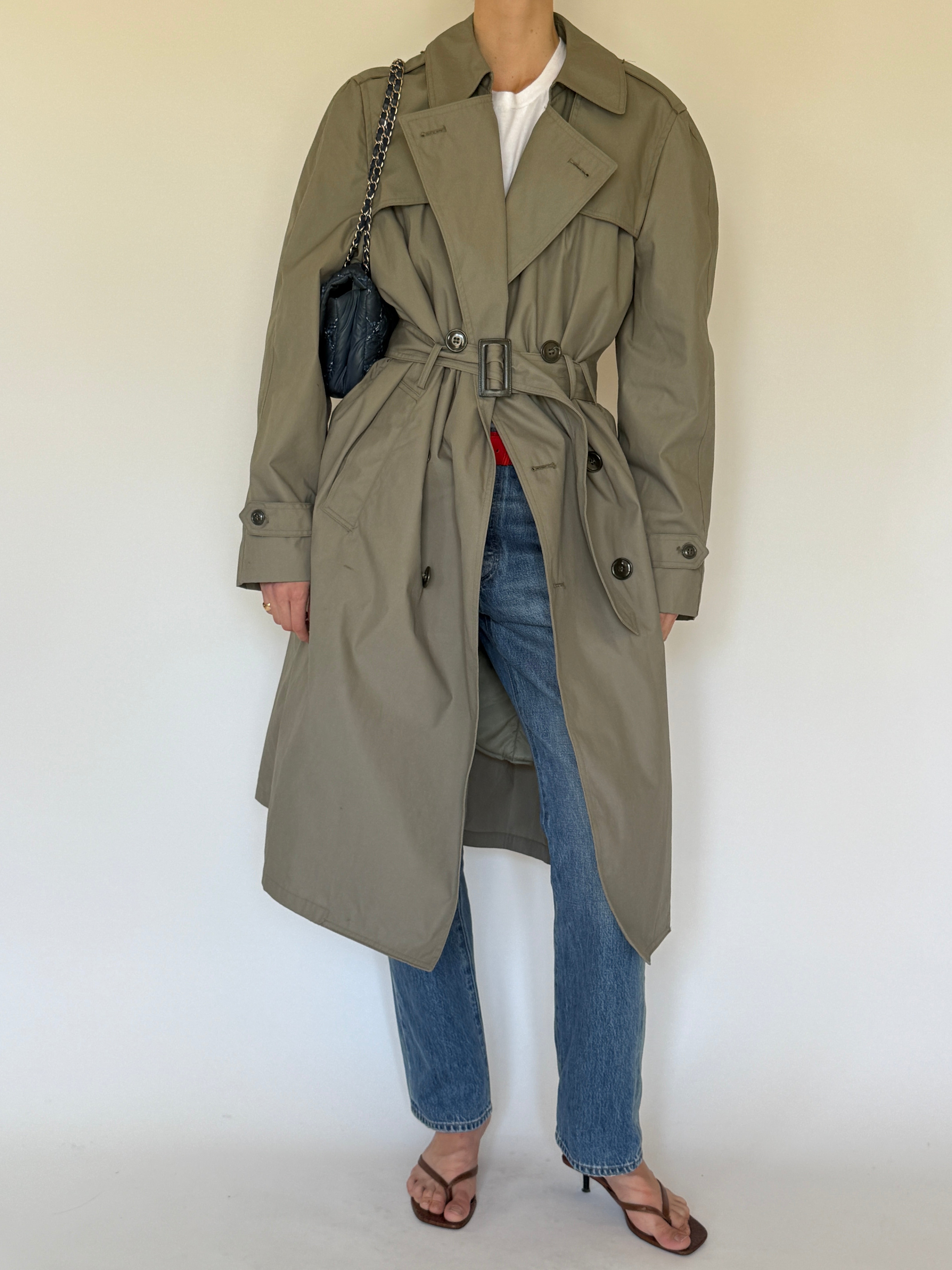 Vintage Double-Breasted Trench Coat Sage 7564