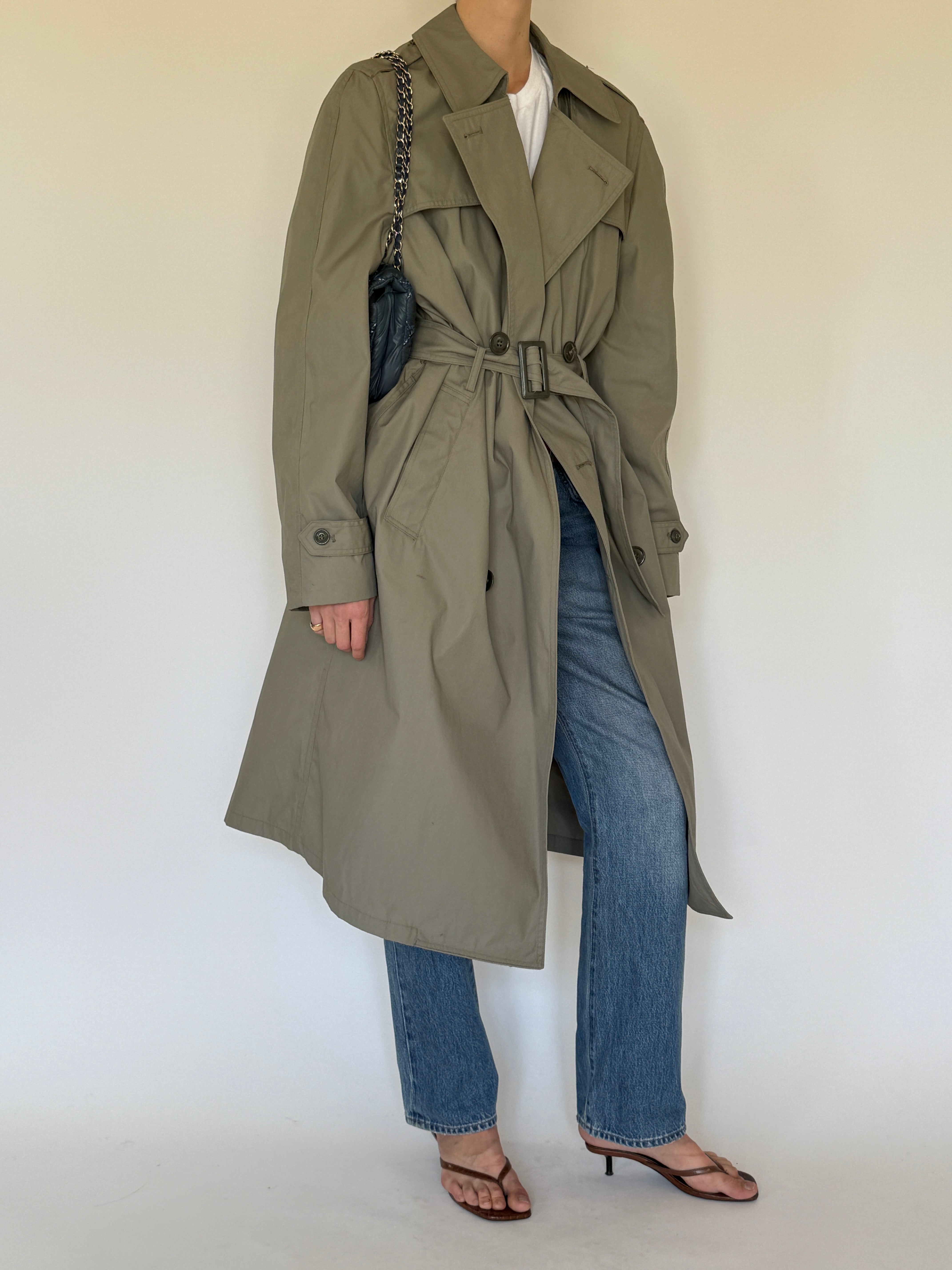 Vintage Double-Breasted Trench Coat Sage 7564