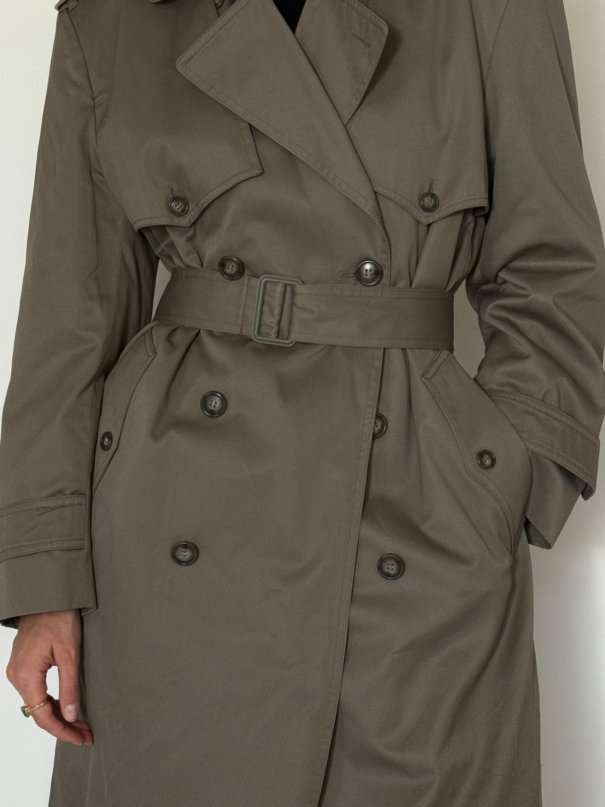 Vintage Double-Breasted Trench Coat in Sage 8478