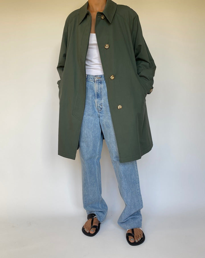 VINTAGE GREEN TRENCH COAT 2457