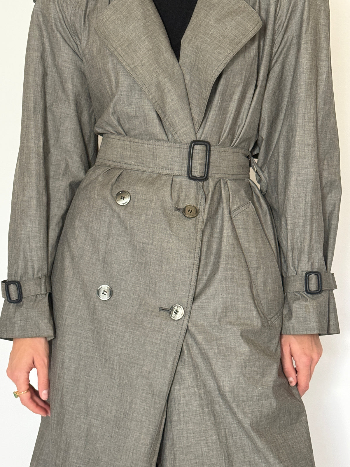 Vintage Trench Coat Taupe Gray 8479