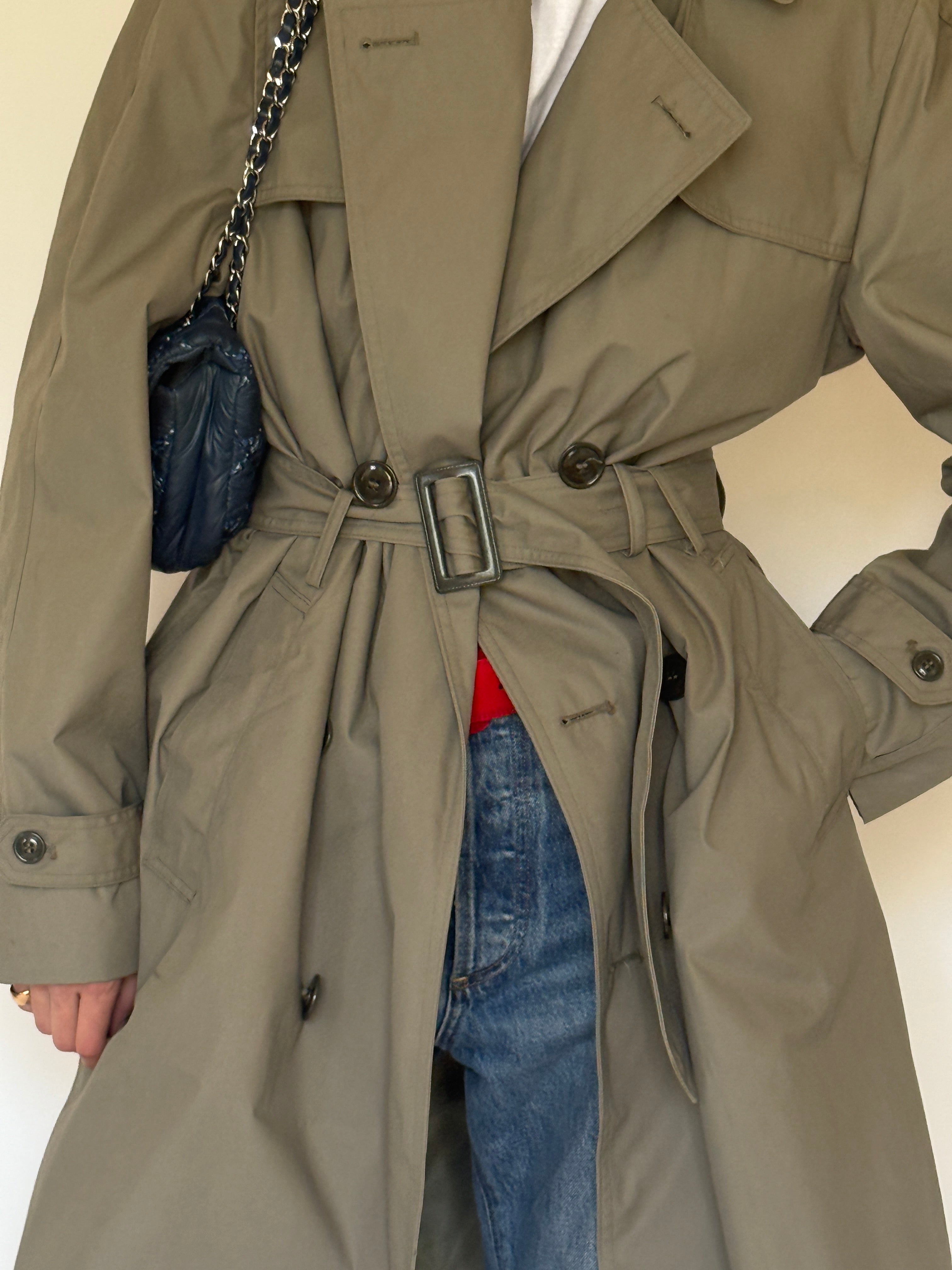 Vintage Double-Breasted Trench Coat Sage 7564
