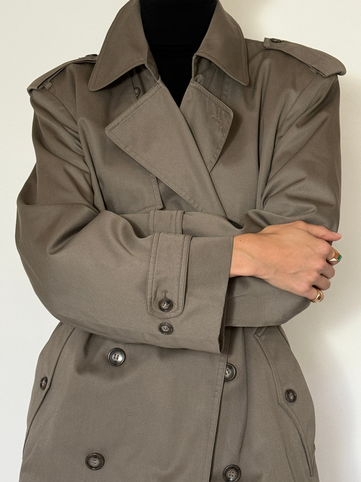 Vintage Double-Breasted Trench Coat in Sage 8478