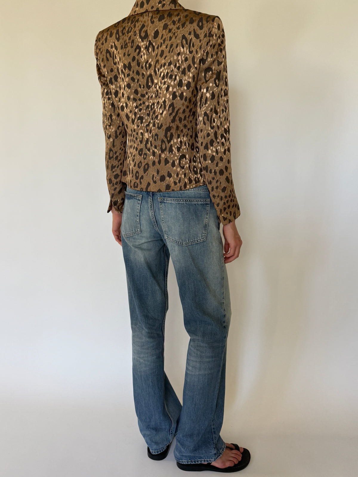 Vintage Leopard Print Structured Blazer Brown 7768