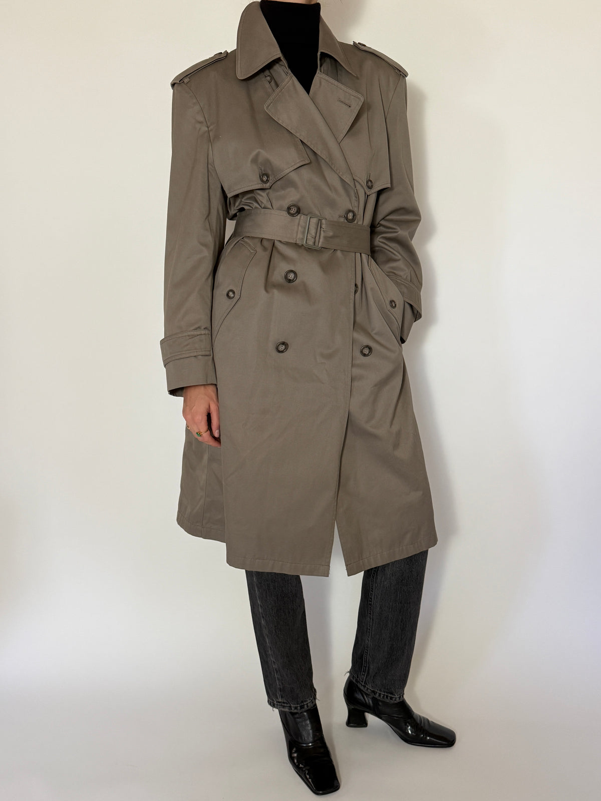 Vintage Double-Breasted Trench Coat in Sage 8478