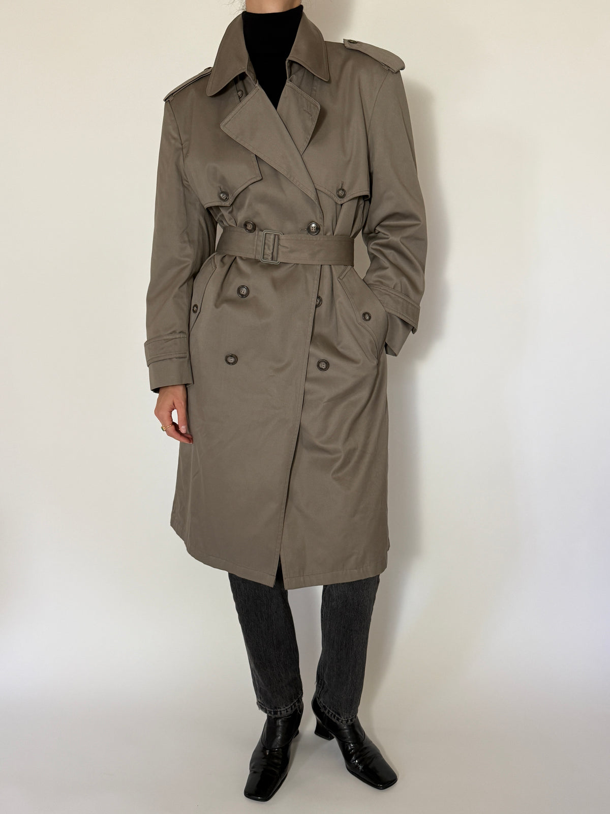 Vintage Double-Breasted Trench Coat in Sage 8478