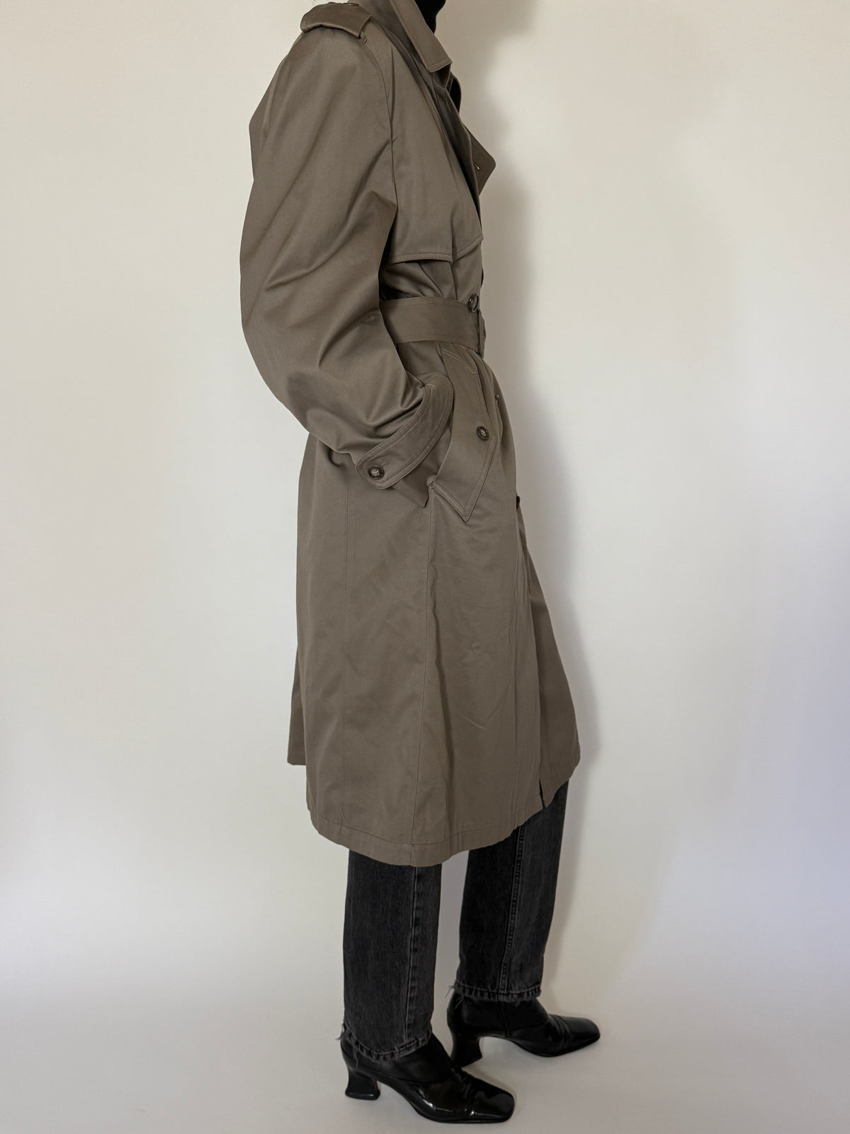 Vintage Double-Breasted Trench Coat in Sage 8478