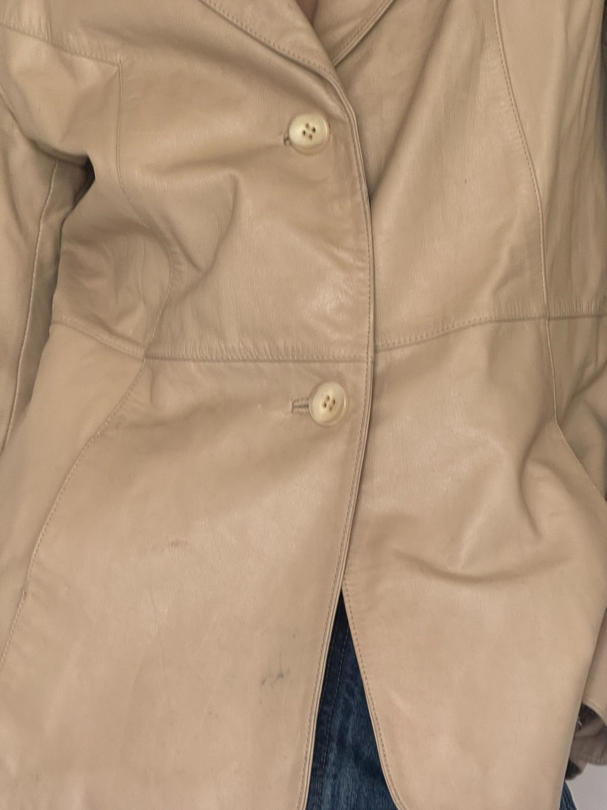Vintage GUESS cream fitted leather blazer