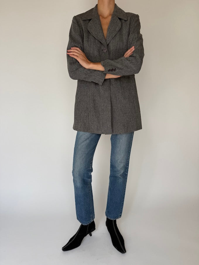 Vintage Longline Blazer Grey 5981